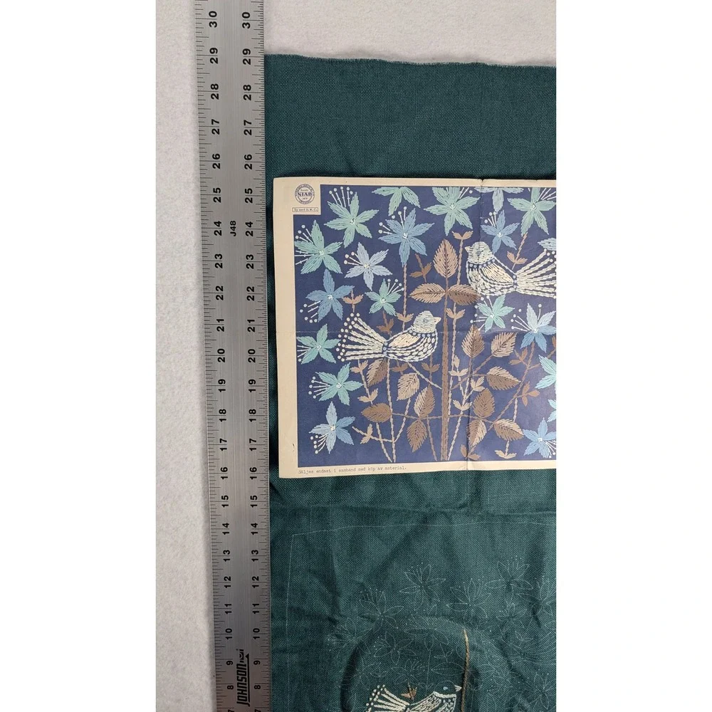 Vintage NIAB Kudde Scandinavian mcm Doves Embroidery Kit Swedish floral